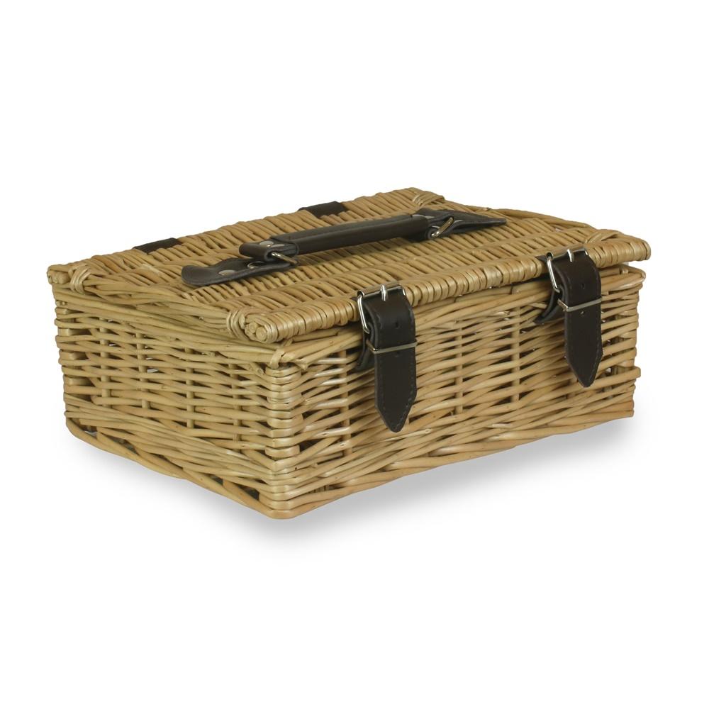 26cm Buff Willow Wicker Picnic Basket-0