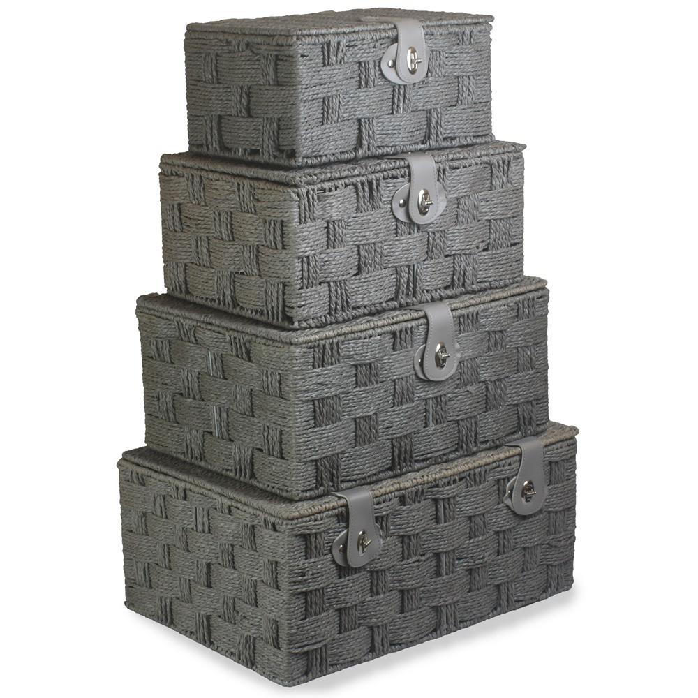 Twisted Grey Paper Rope Storage Basket-0