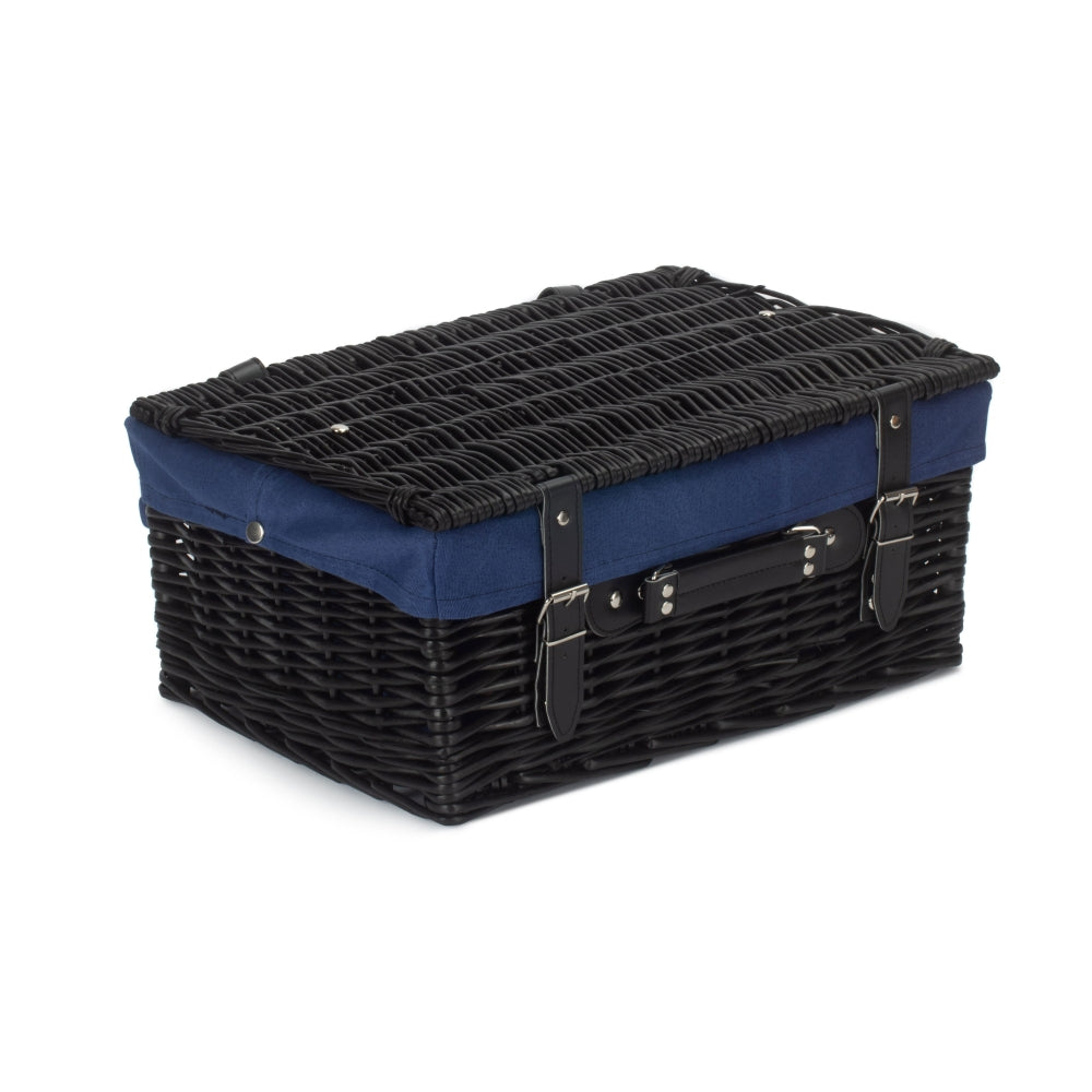 41cm Black Painted Willow Picnic Basket with Cotton Lining-5