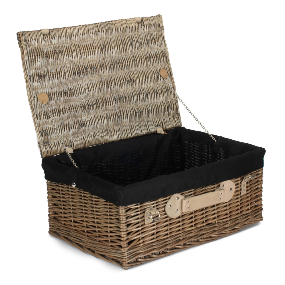 56cm Antique Wash Willow Picnic Wicker Basket-0