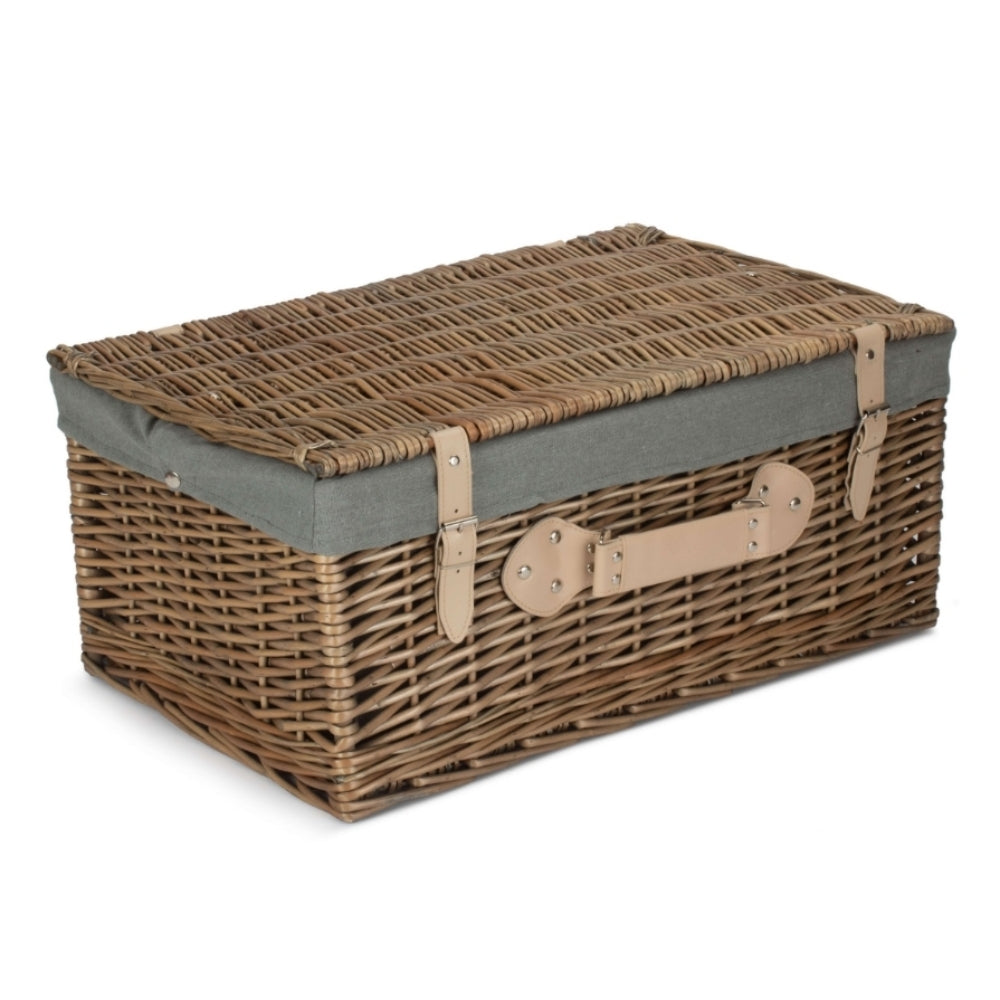 56cm Antique Wash Willow Picnic Wicker Basket-5