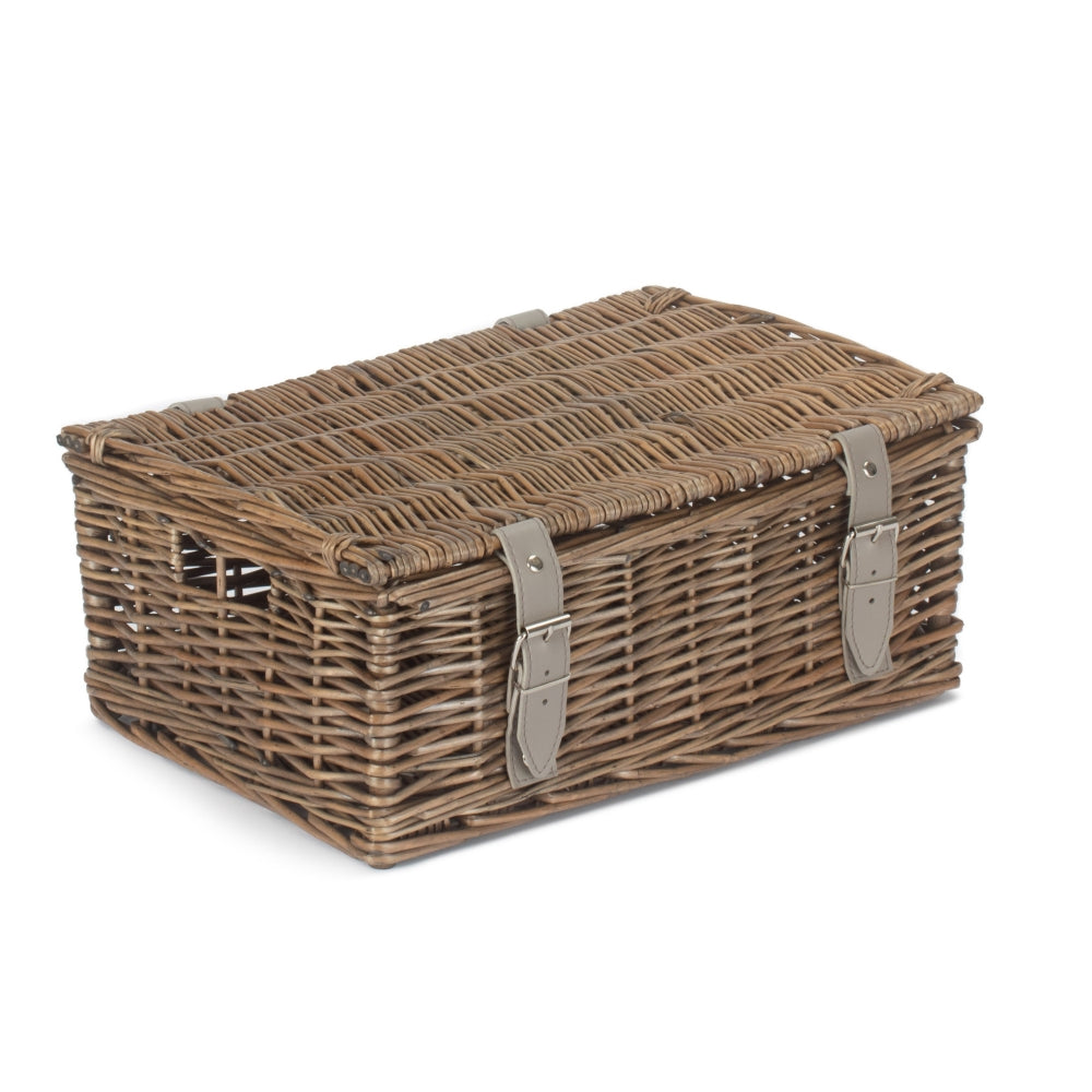36cm Antique Wash Willow Wicker Picnic Basket-1