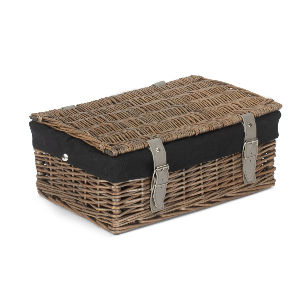 36cm Antique Wash Willow Wicker Picnic Basket-3