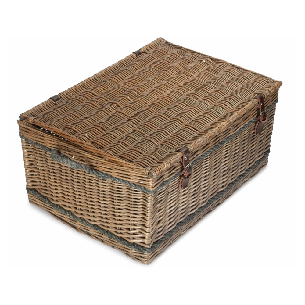 72cm Antique Wash Rope Handled Picnic Basket-1