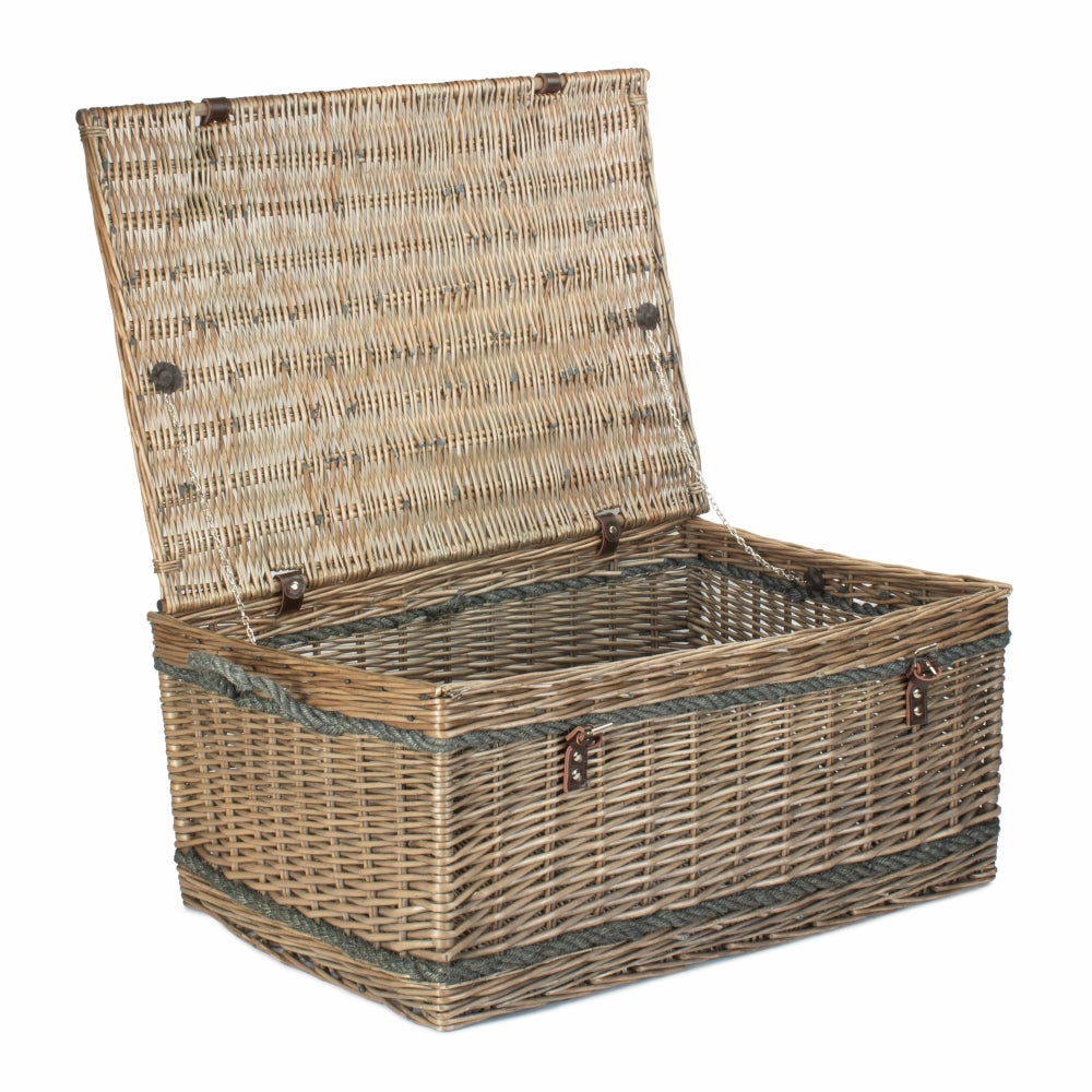 72cm Antique Wash Rope Handled Picnic Basket-0