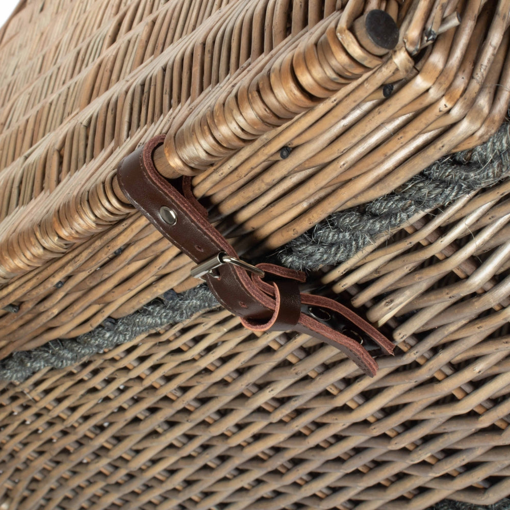72cm Antique Wash Rope Handled Picnic Basket-4
