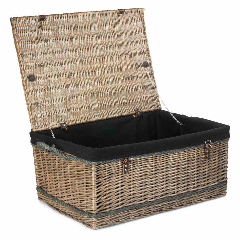 72cm Antique Wash Rope Handled Picnic Basket-5