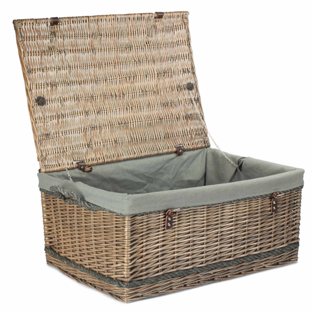 72cm Antique Wash Rope Handled Picnic Basket-8