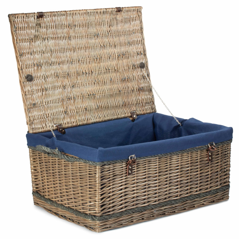 72cm Antique Wash Rope Handled Picnic Basket-7