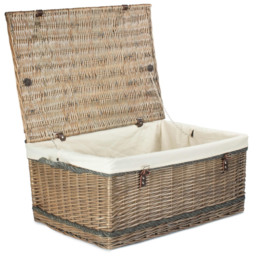 72cm Antique Wash Rope Handled Picnic Basket-6