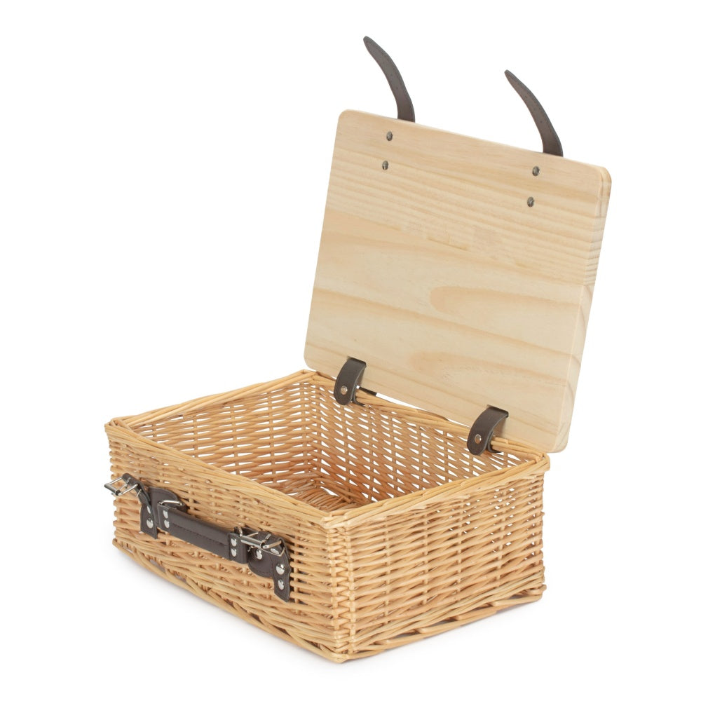 Buff Willow Empty Picnic Basket with Pinewood Lid-5