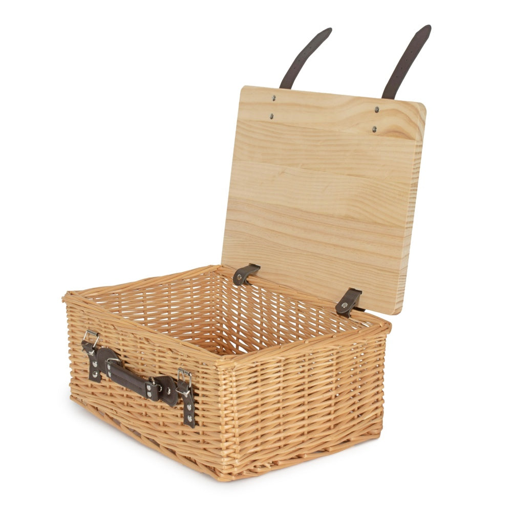 Buff Willow Empty Picnic Basket with Pinewood Lid-0
