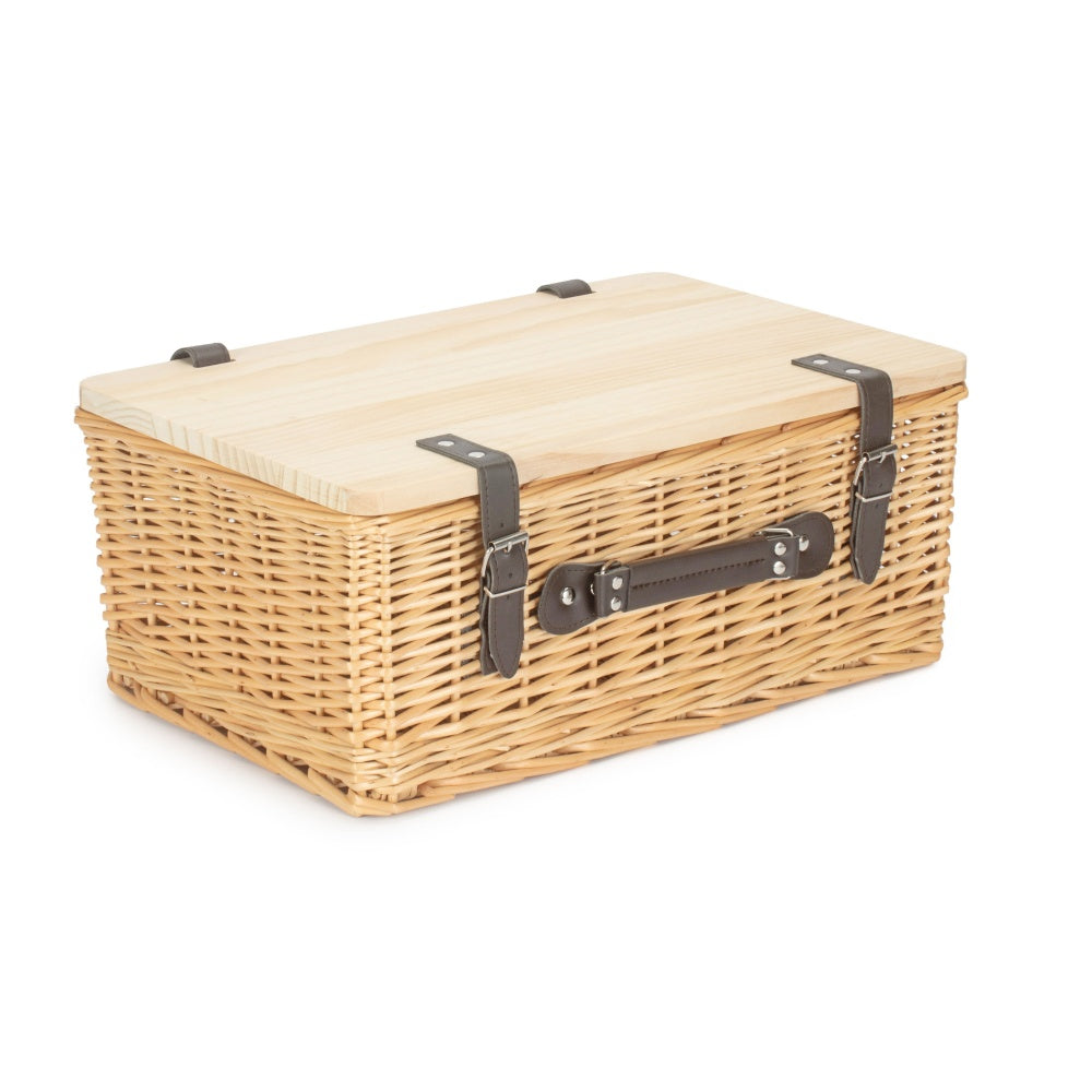 Buff Willow Empty Picnic Basket with Pinewood Lid-1