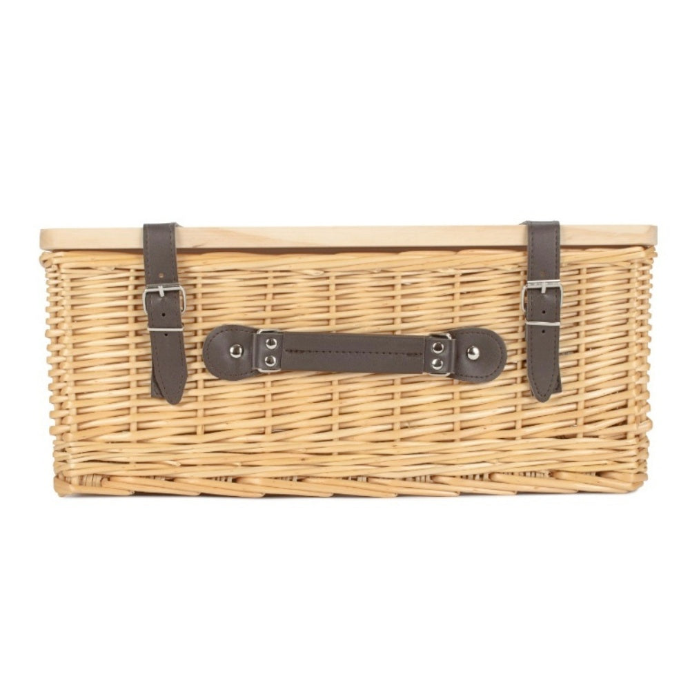 Buff Willow Empty Picnic Basket with Pinewood Lid-3