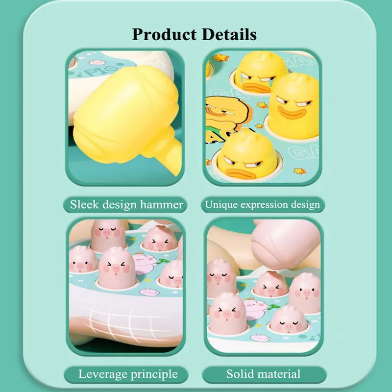 Educational Duck, Frog & Pig Hammer Toy-4