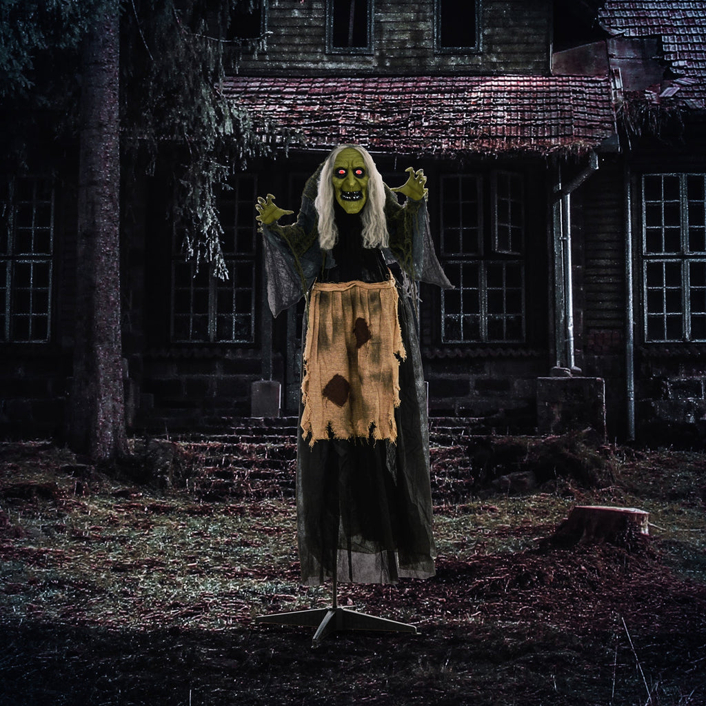 5'2" Hunchback Witch Halloween Animatronic, with Glowing Eyes-1