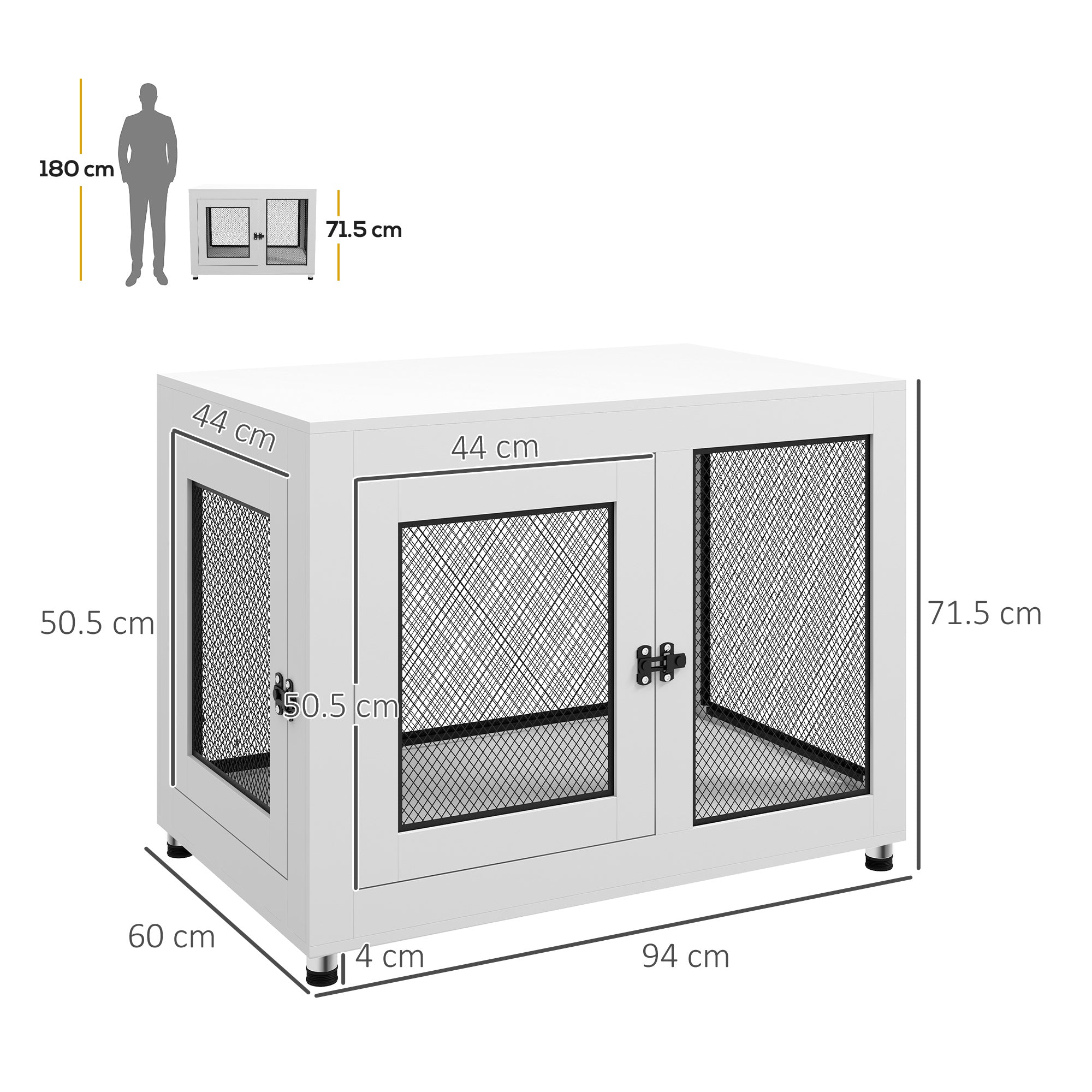 2-in-1 Dog Cage & Side Table, with Two Doors, Cushion, for Large Dogs-2