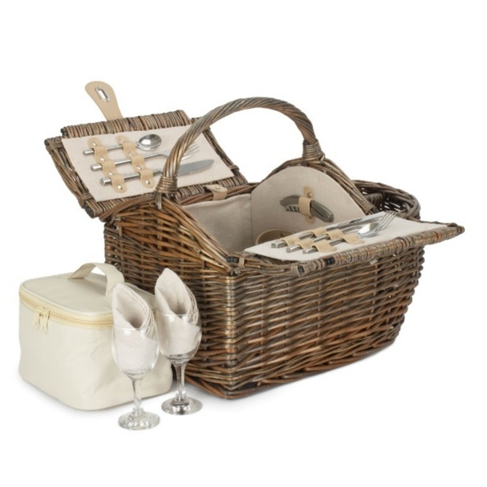 Boat Shaped Fitted Wicker Picnic Basket-0