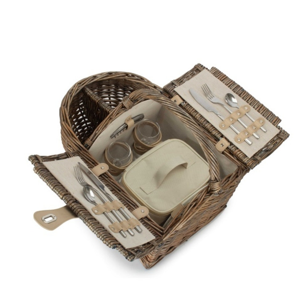 Boat Shaped Fitted Wicker Picnic Basket-2