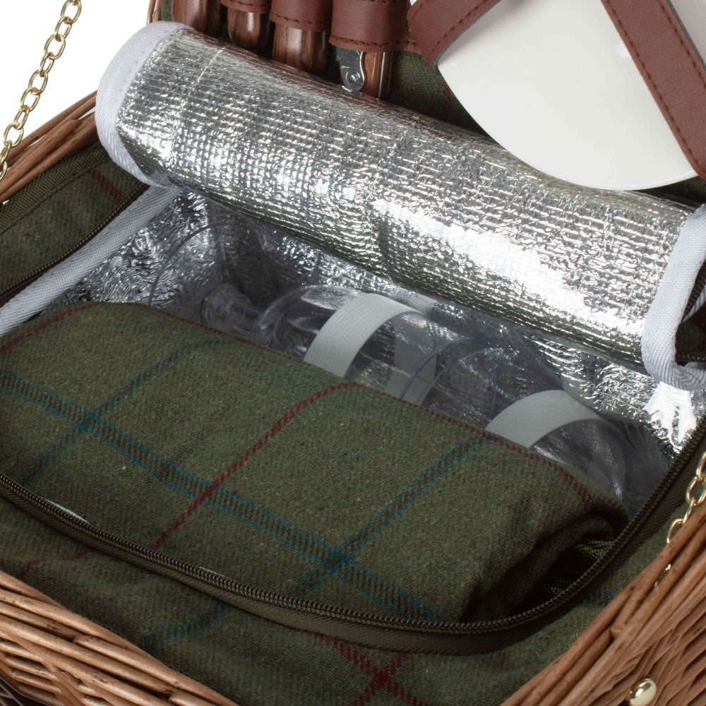 2 Person Green Tweed Classic Picnic Basket-4