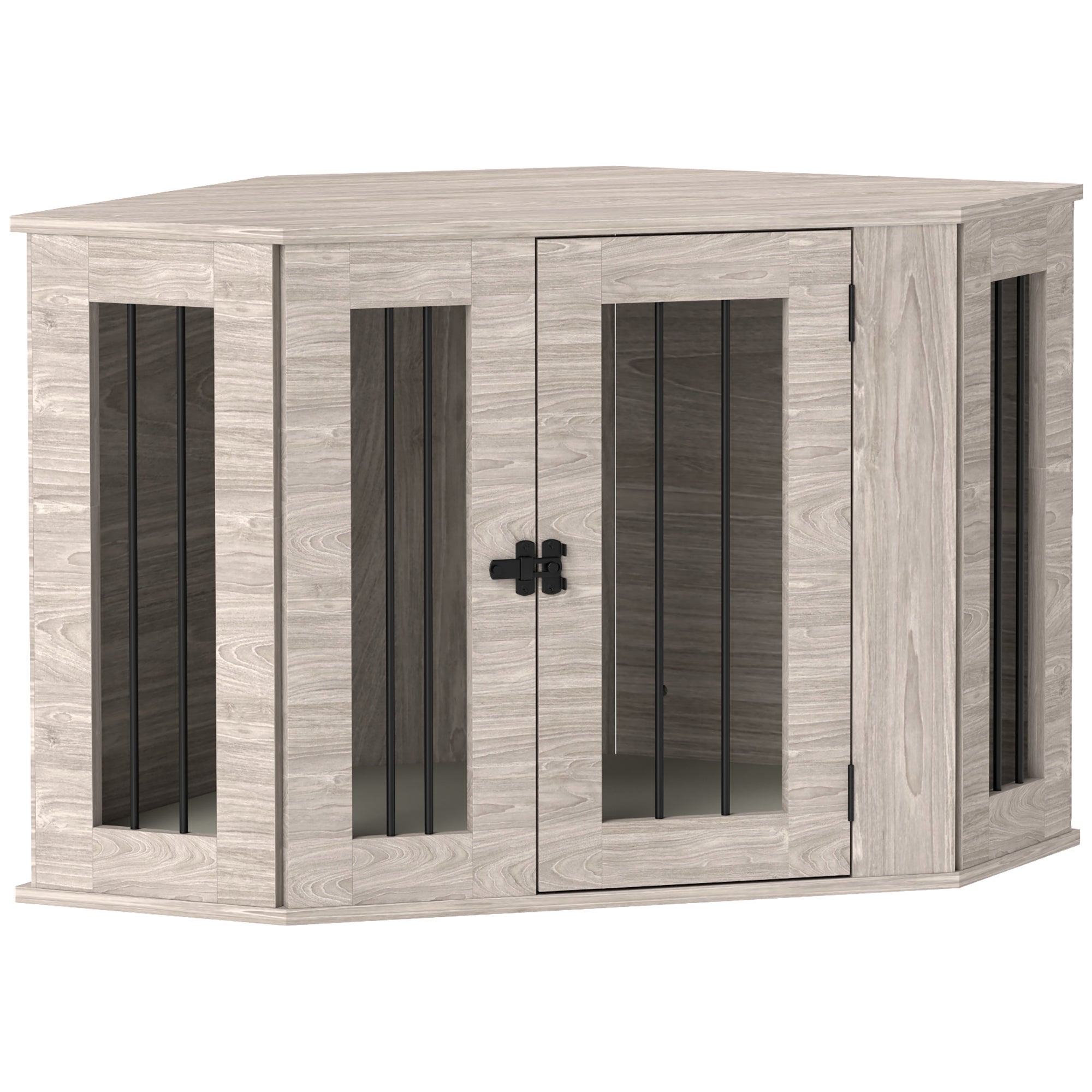 2 in 1 Dog Crate Furniture Side Table, with Cushion, 104 x 55 x 63cm - Walnut Brown-0