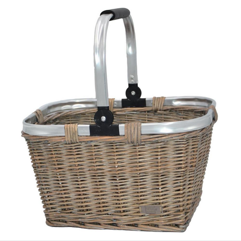 Grey Wash Folding Aluminium  Handle Shopping Basket-0