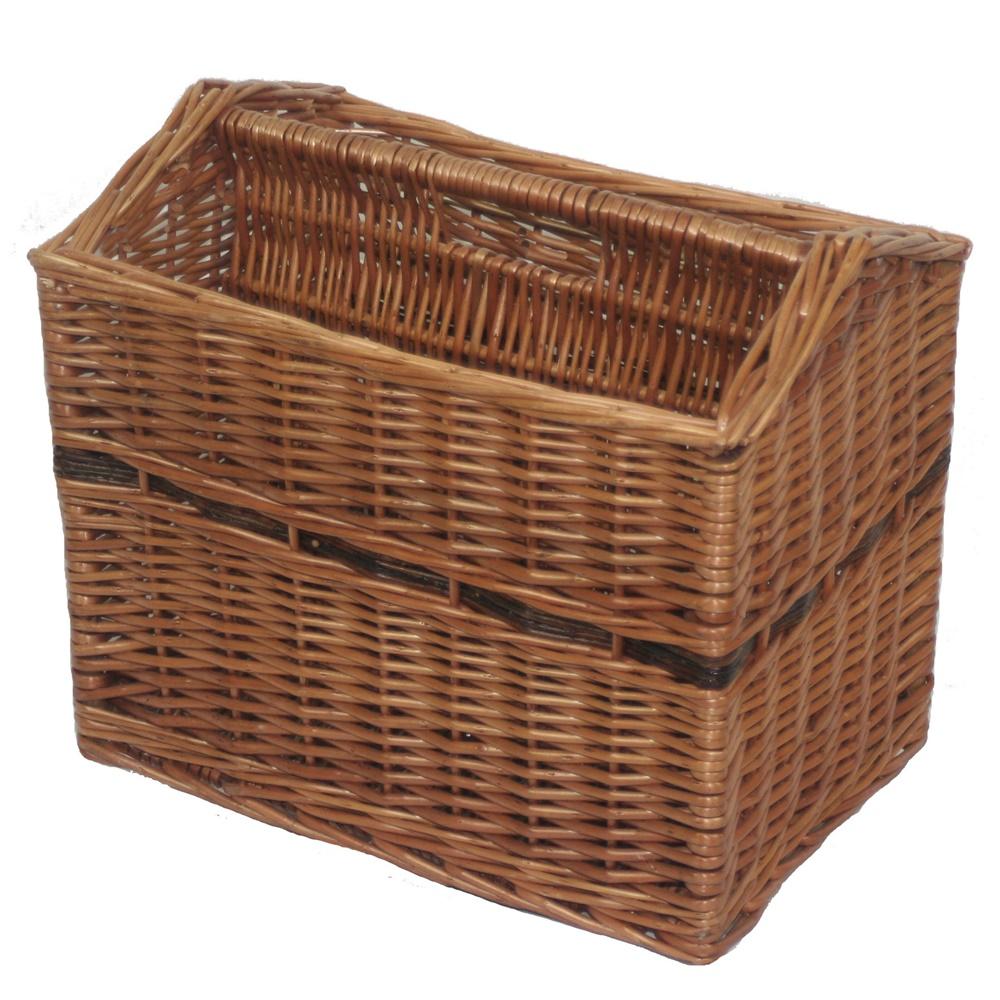 Double Steamed Wicker Magazine Rack Basket-0