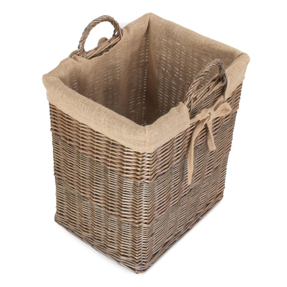 Wicker Rectangular Wicker Log Basket with Lining-1