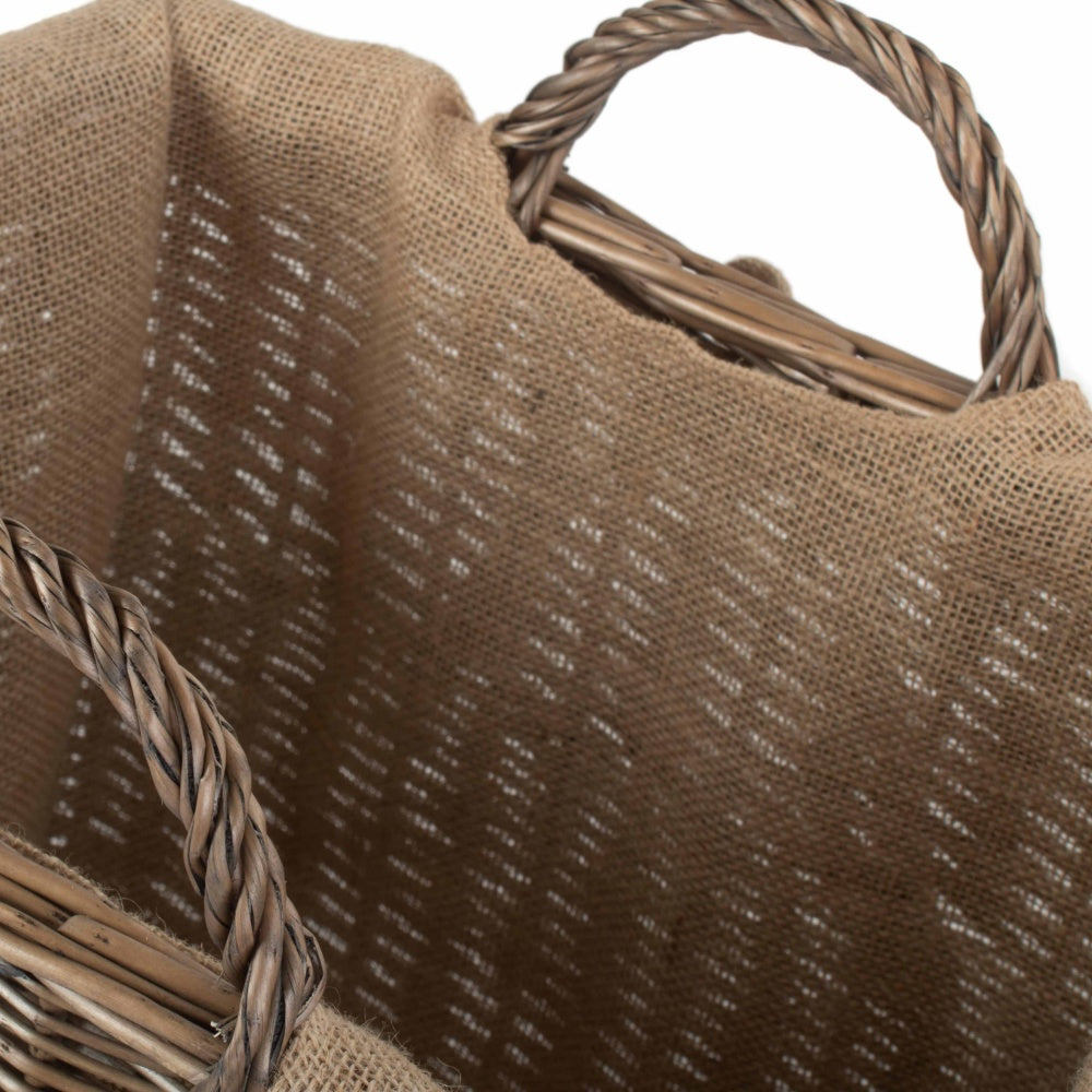 Wicker Rectangular Wicker Log Basket with Lining-4