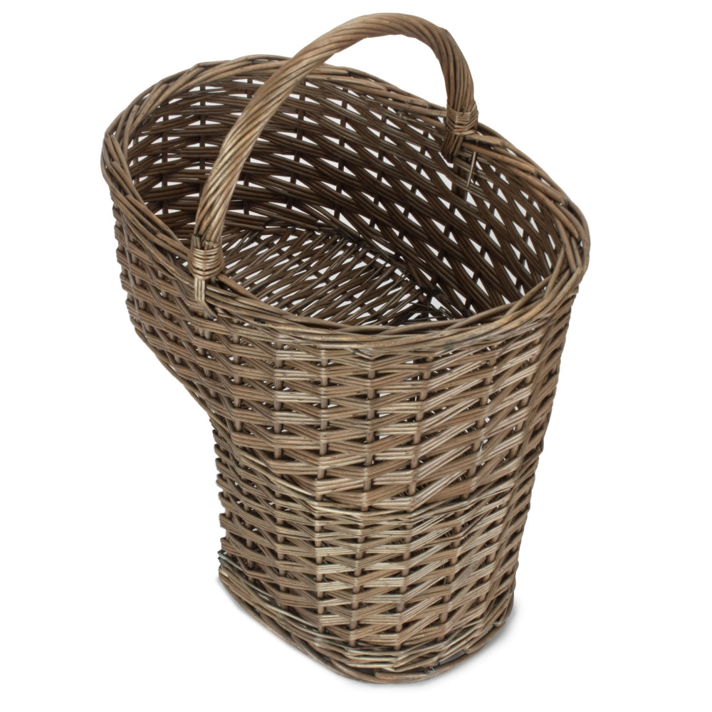 Antique Wash Willow Wicker Stair Basket-3
