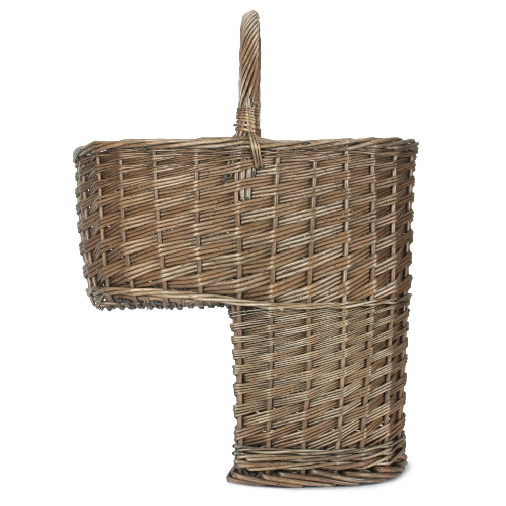 Antique Wash Willow Wicker Stair Basket-4