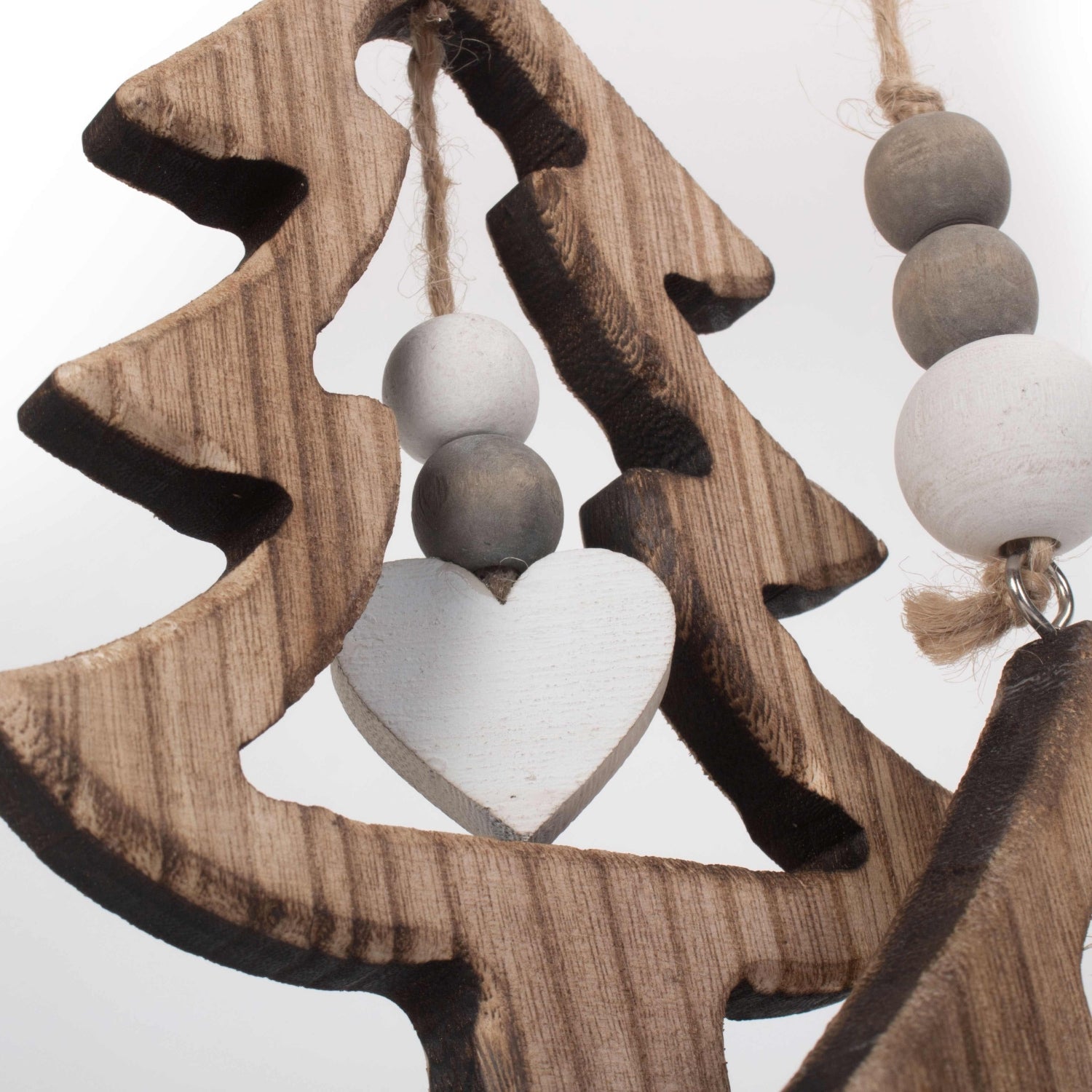 Set of 2 Hanging Cut-Out Christmas Tree Wicker Decorations-1