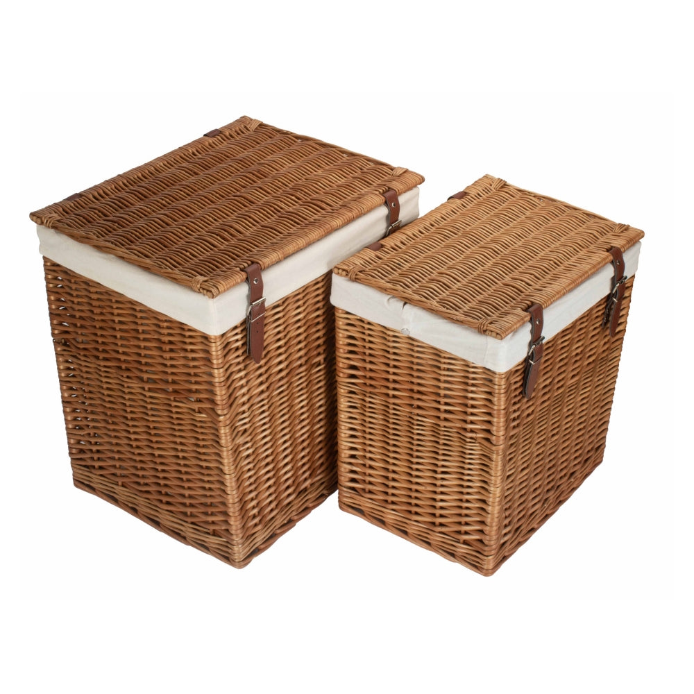 Boutique Double Steamed Wicker Laundry Basket With Lining-4