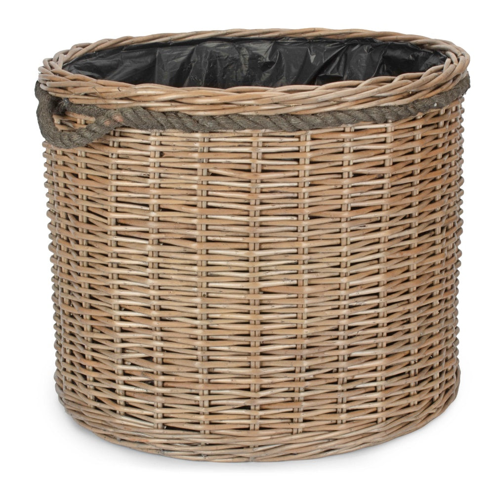 Round Willow Patio Planter With Black Plastic Lining-0
