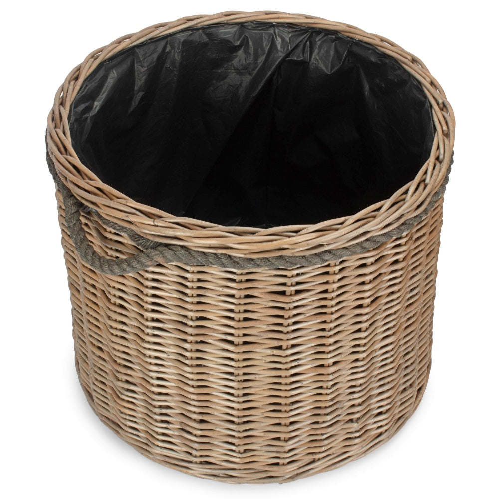 Round Willow Patio Planter With Black Plastic Lining-1
