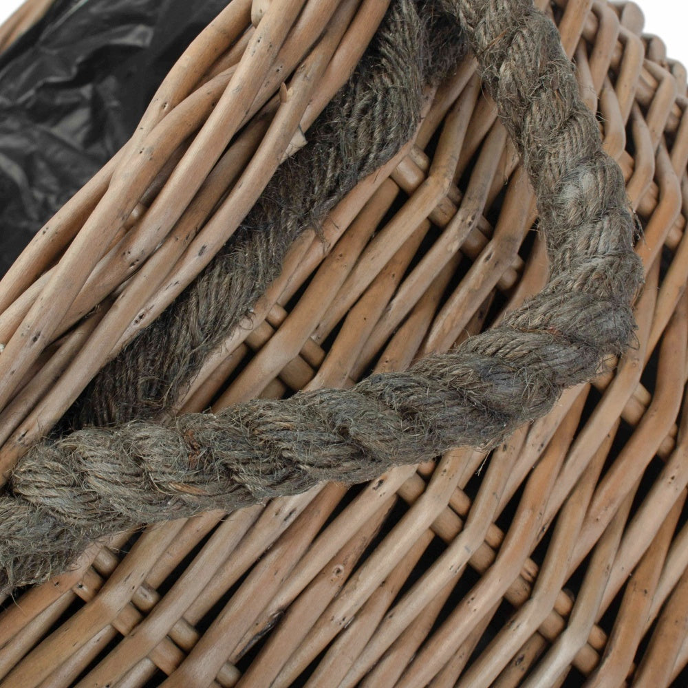 Round Willow Patio Planter With Black Plastic Lining-4