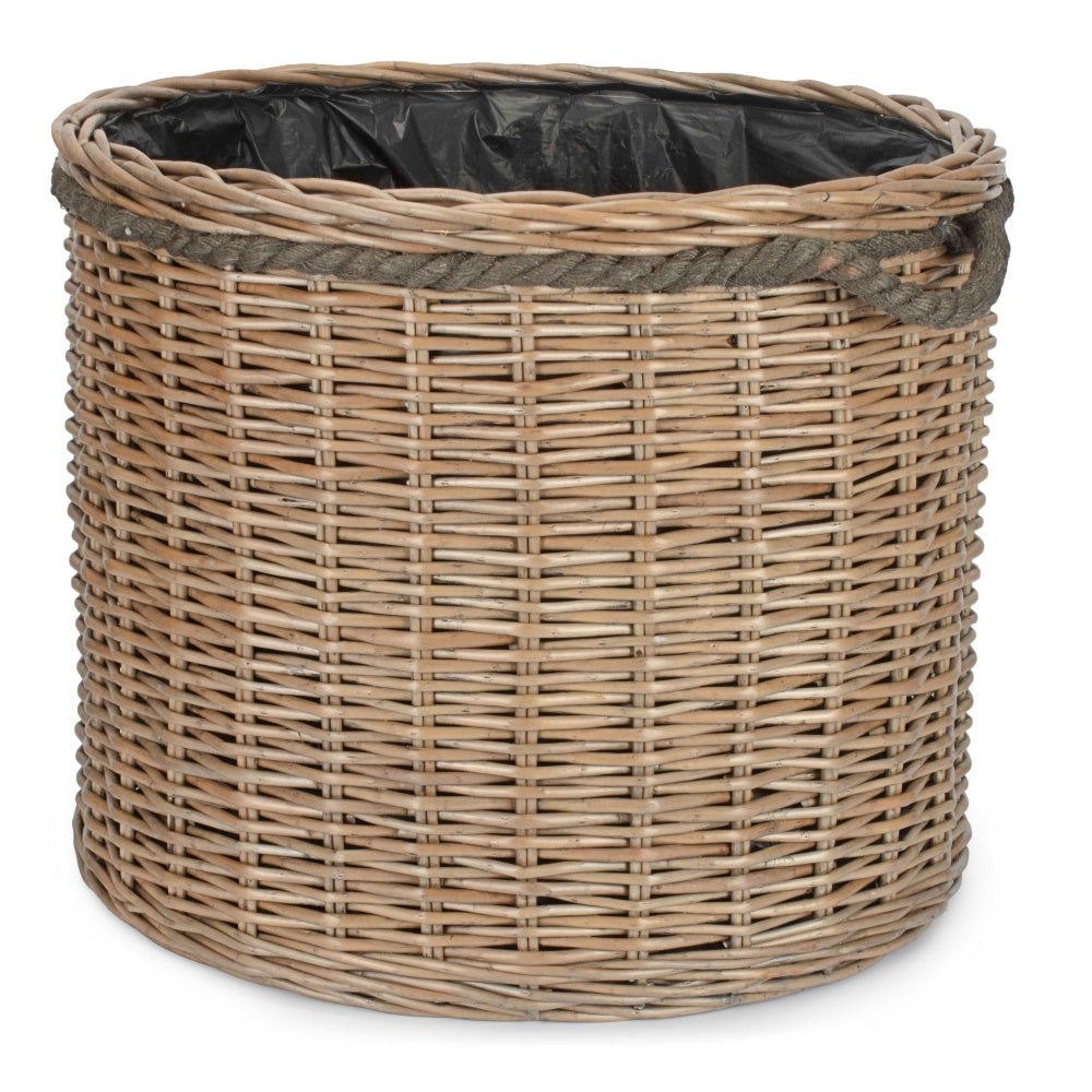 Round Willow Patio Planter With Black Plastic Lining-3