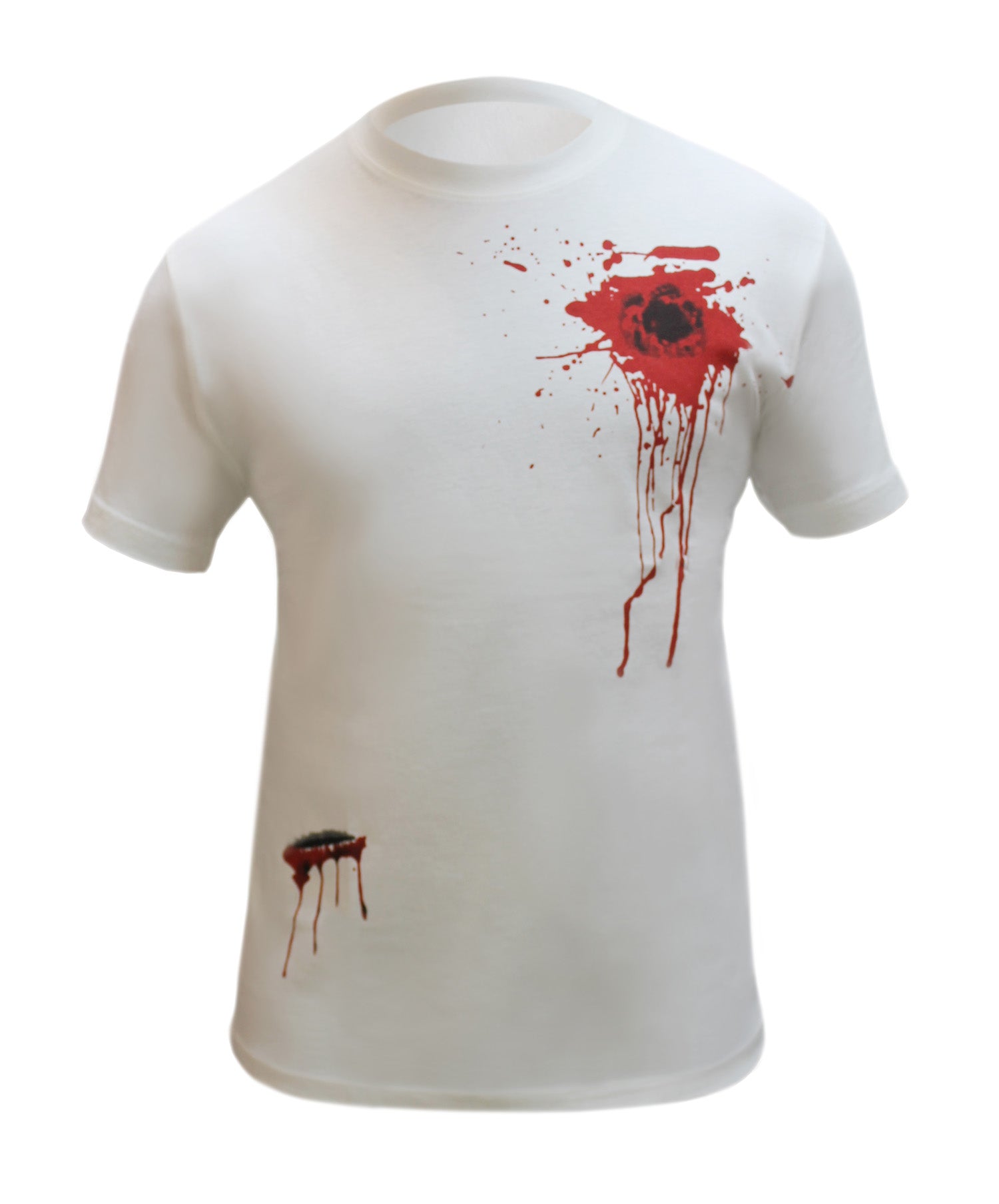 Men Halloween White Bullet Wound and Scar Printed T-Shirt-0