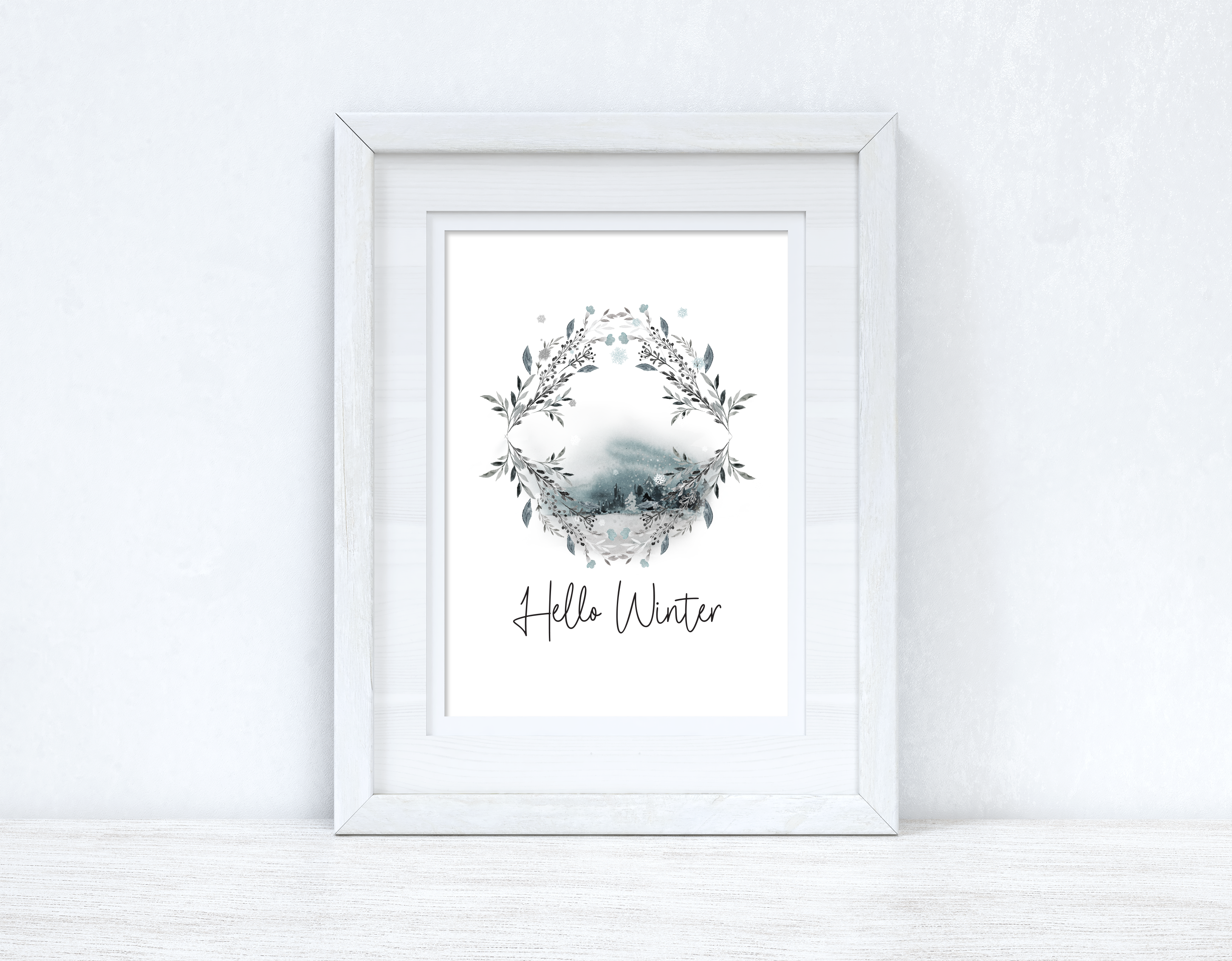 Hello Winter Colour Christmas Seasonal Wall Home Decor Print-1