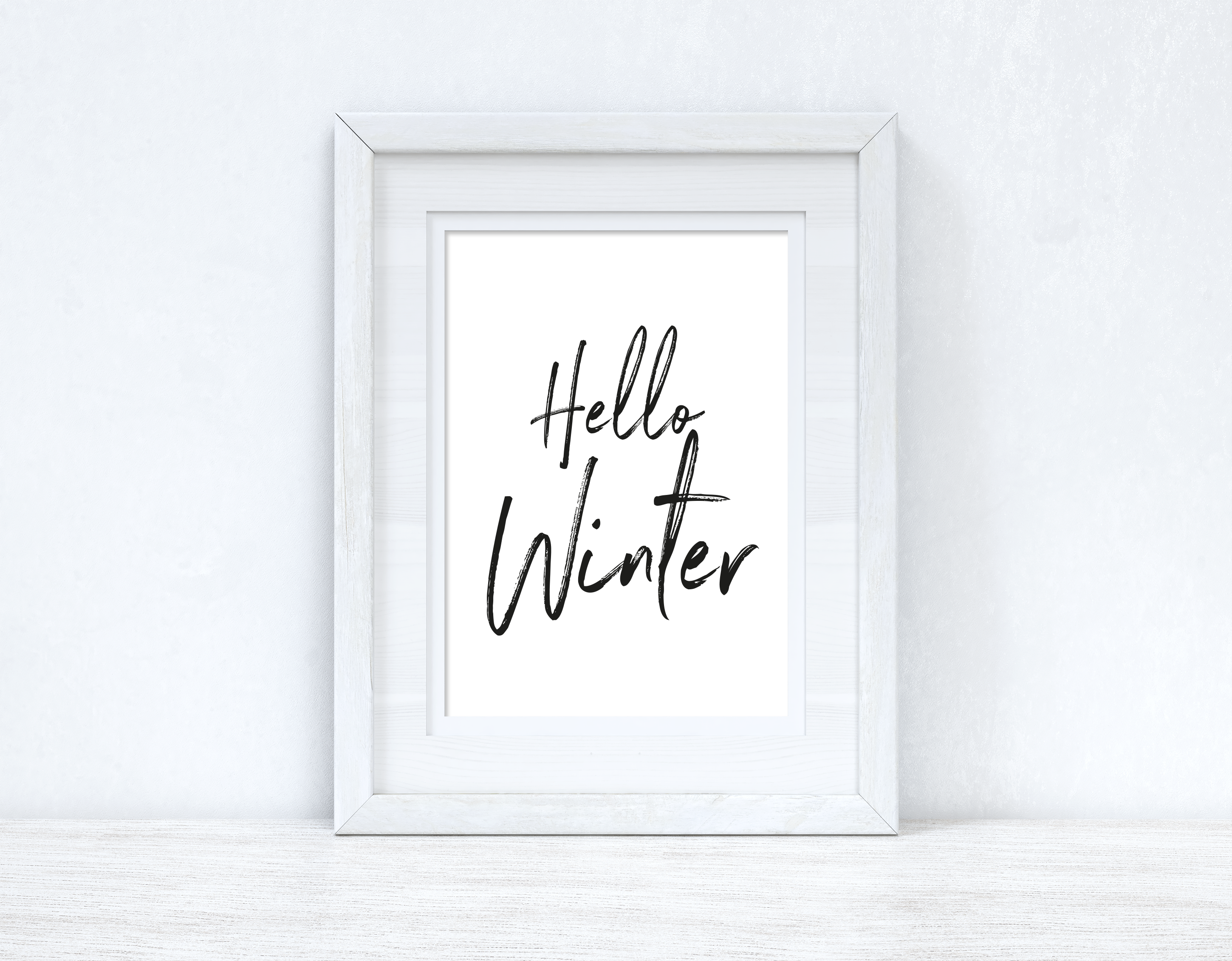 Hello Winter Brush Simple Winter Christmas Seasonal Wall Home Decor Print-1