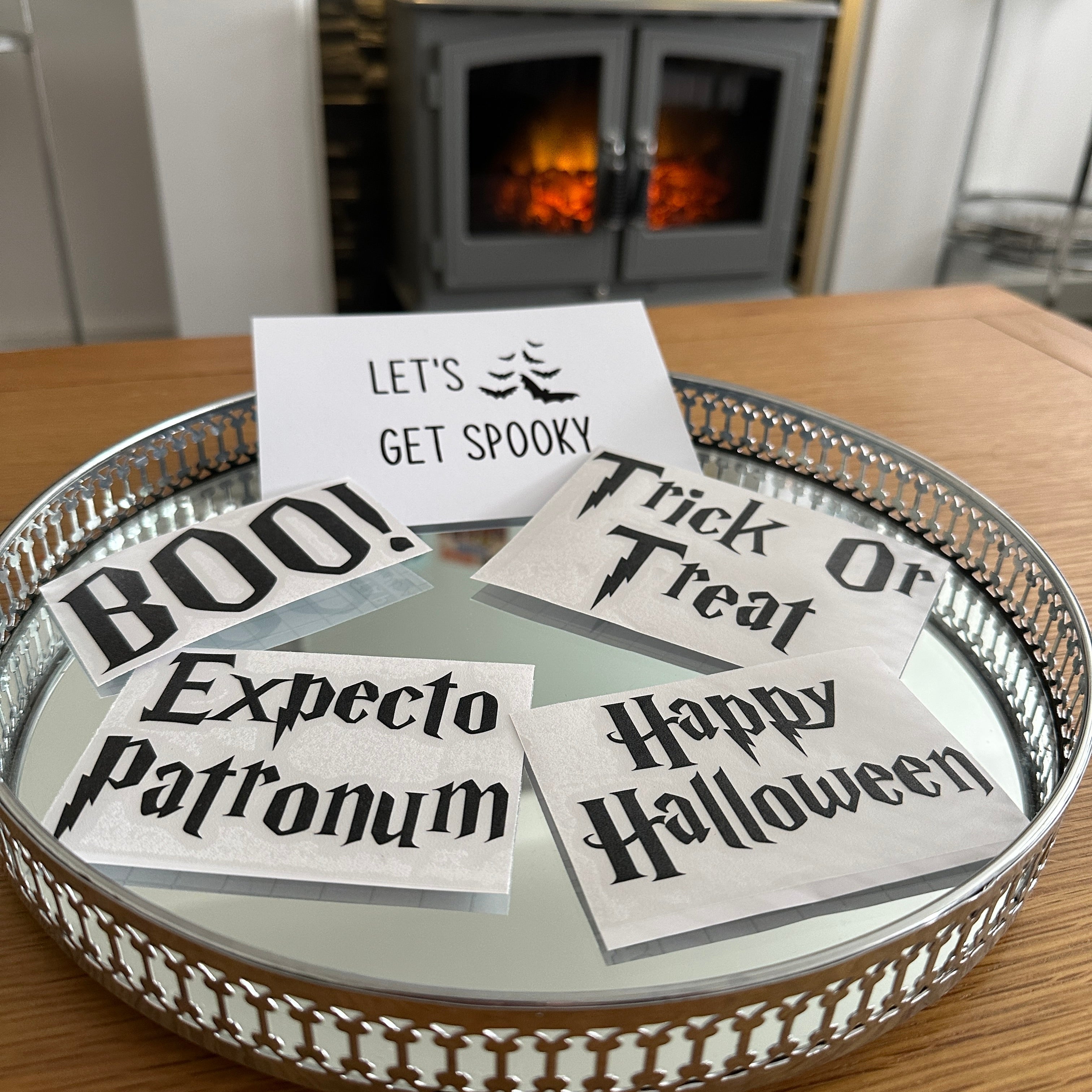 Set Of 4 Wizard Halloween Pumpkin Window Door Halloween Sticker Labels-0