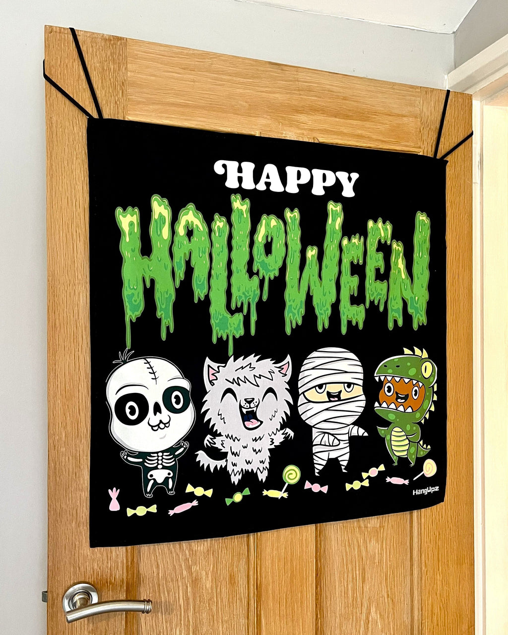 HANGUPZ Happy Halloween Sign Door-Hang Original Large Hanging Halloween Decoration Gift For Boys Girls-1