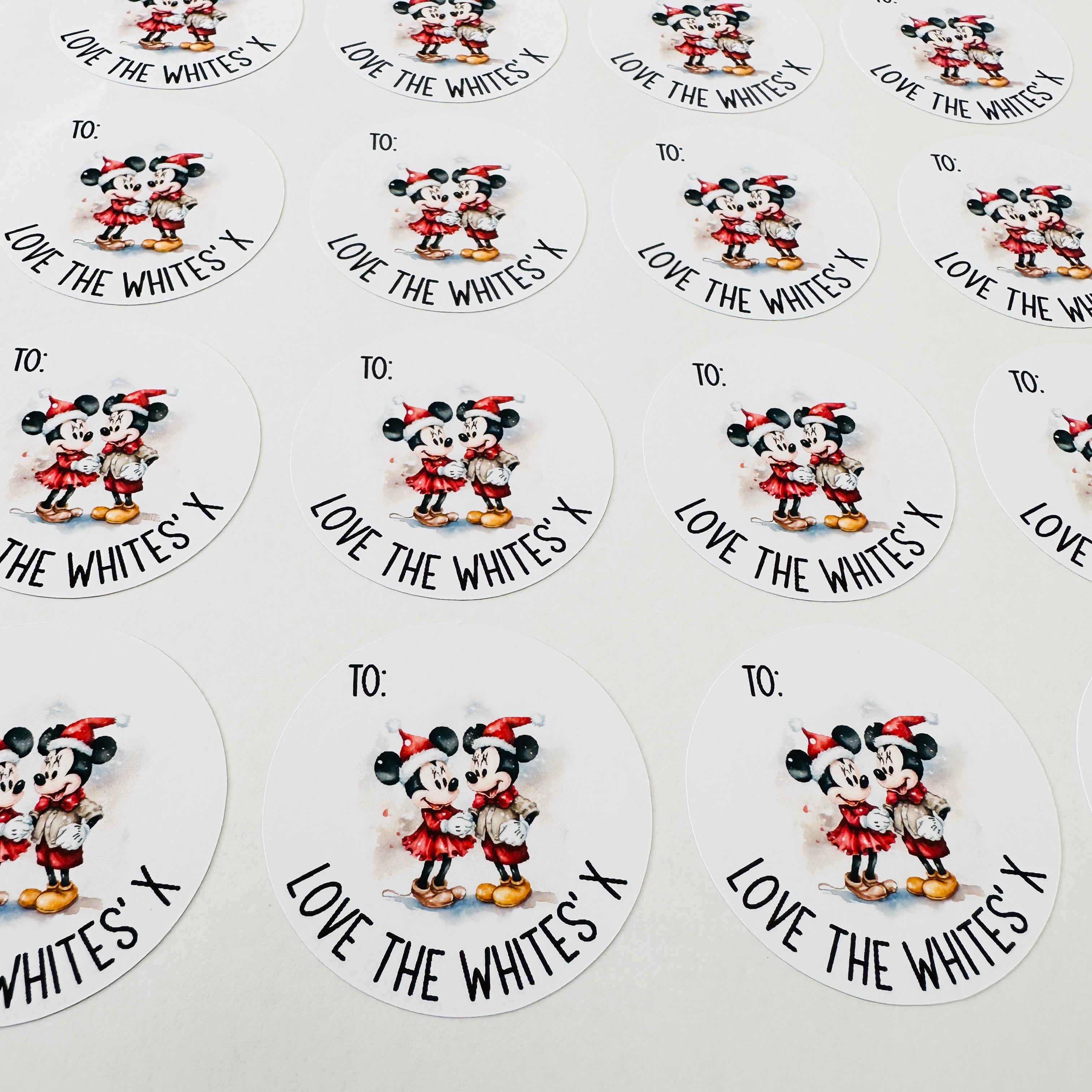 Sheet Of 24 Personalised Name Or Surname Cartoon Mouse Christmas Present Stickers Gift Labels Christmas stickers-0