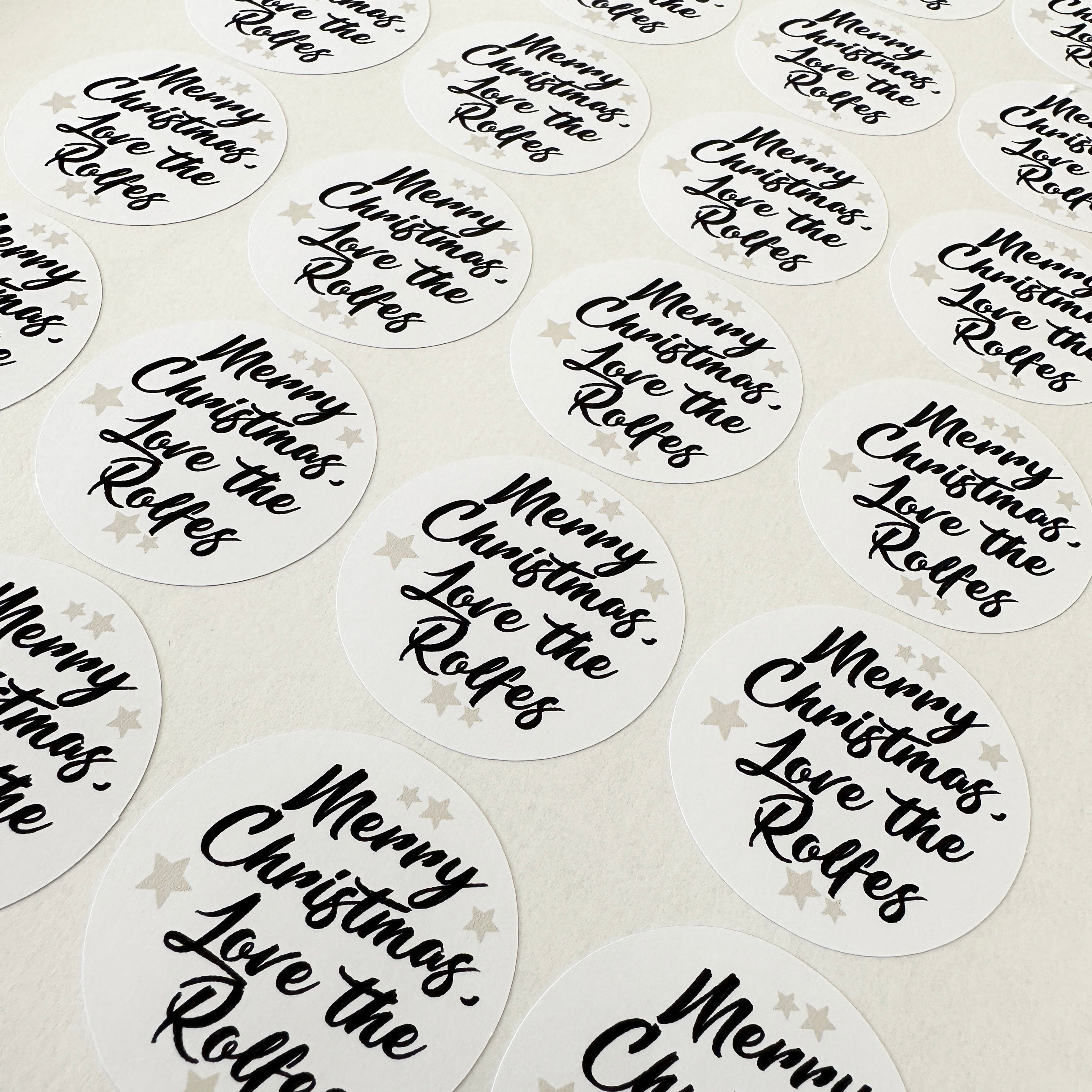 Sheet Of 24 Personalised Surname Star Christmas Present Stickers Gift Labels Christmas stickers-0