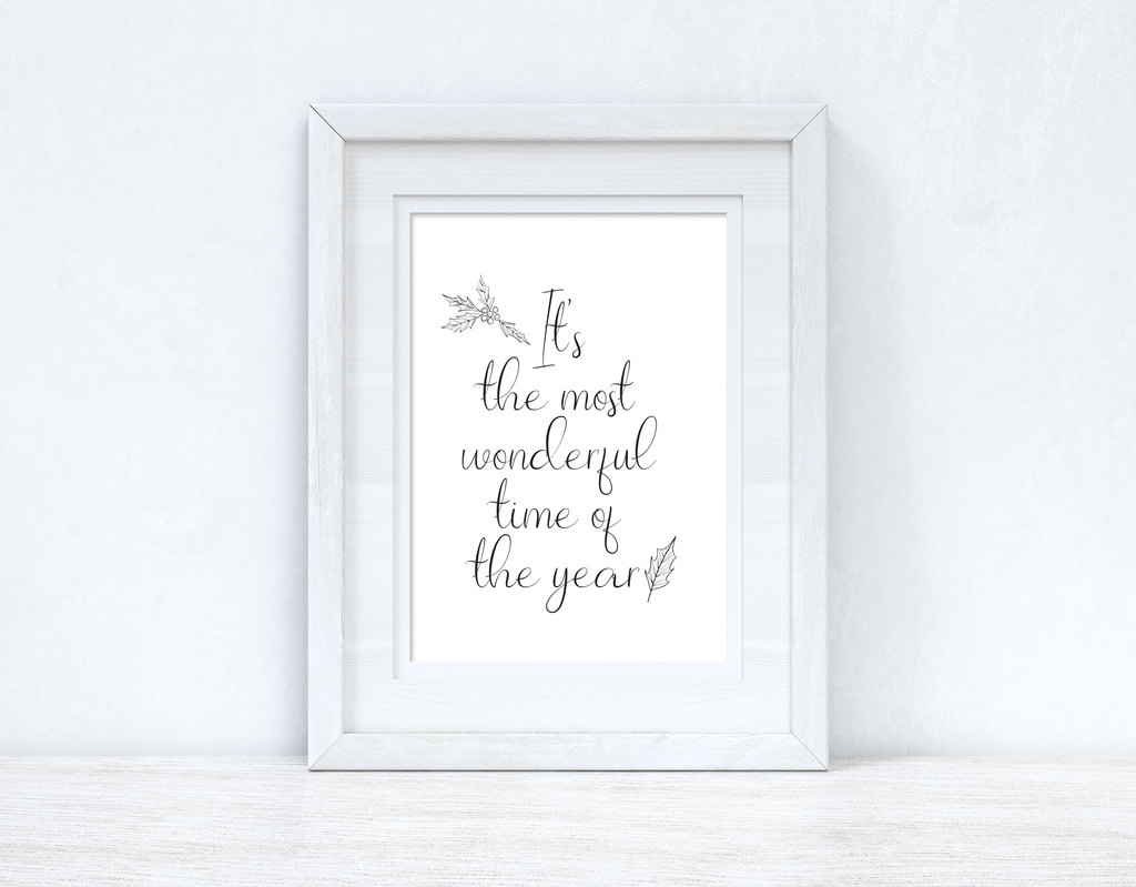 It's The Most Wonderful Time Of The Year Line Work Christmas Seasonal Wall Home Decor Print-1