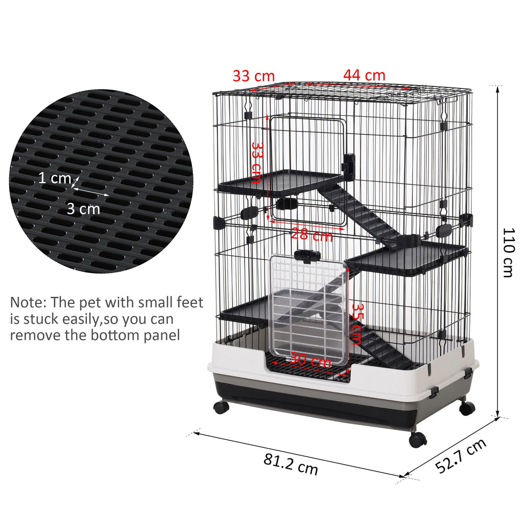 3 Tier Rolling Small Animal Rabbit Cage Chinchillas Hutch Pet Play House with Platform Ramp Removable Tray 81.2 x 52.7 x 110 cm-2