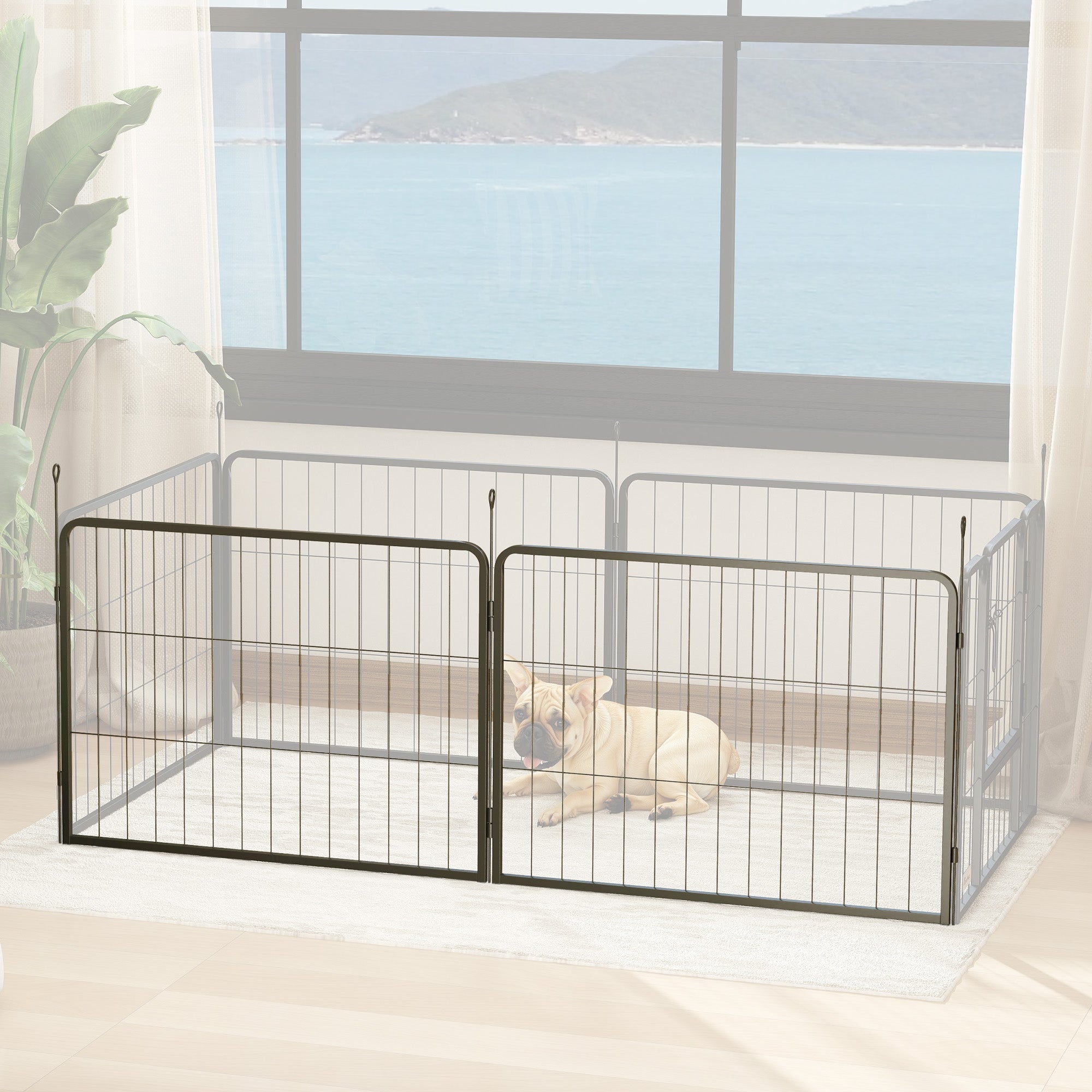 2 Piece Dog Pen Expansion Pack for 60cm High Pet Playpen with 3 Stakes, for Small Dogs-1