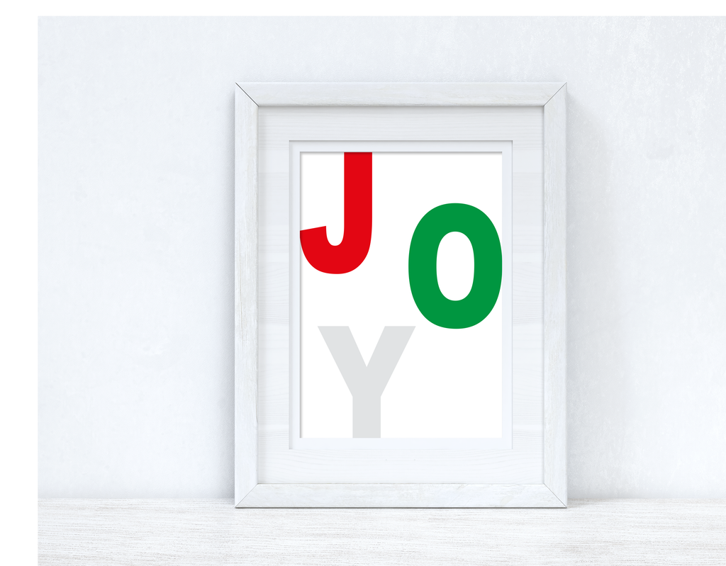 Joy Red Green Silver Winter Christmas Seasonal Wall Home Decor Print-1