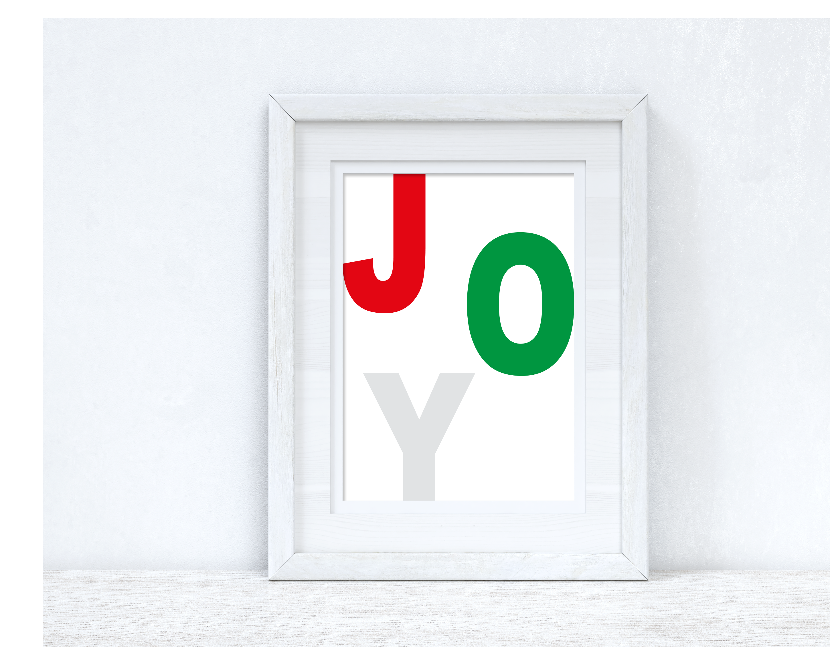 Joy Red Green Silver Winter Christmas Seasonal Wall Home Decor Print-1