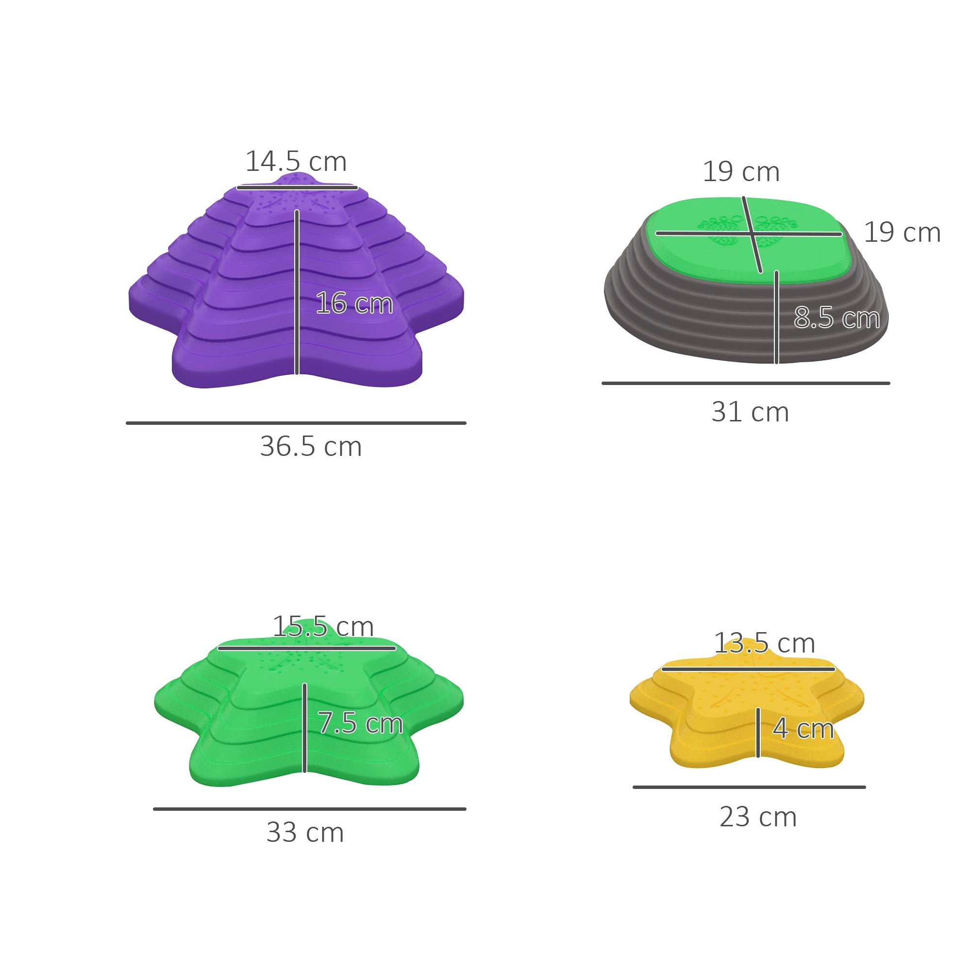 11 Piece Kids Balance Stepping Stones Set - Non Slip Starfish Shape-2